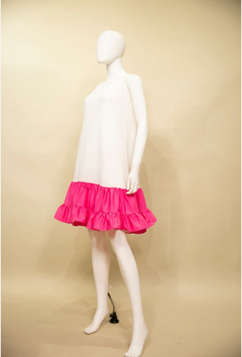 Samuel Dong: Wht/Boug Ruffle Hem Dress