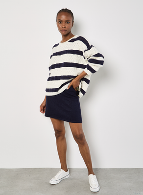 Apricot: Plait Pointelle Oversized Striped Sweater