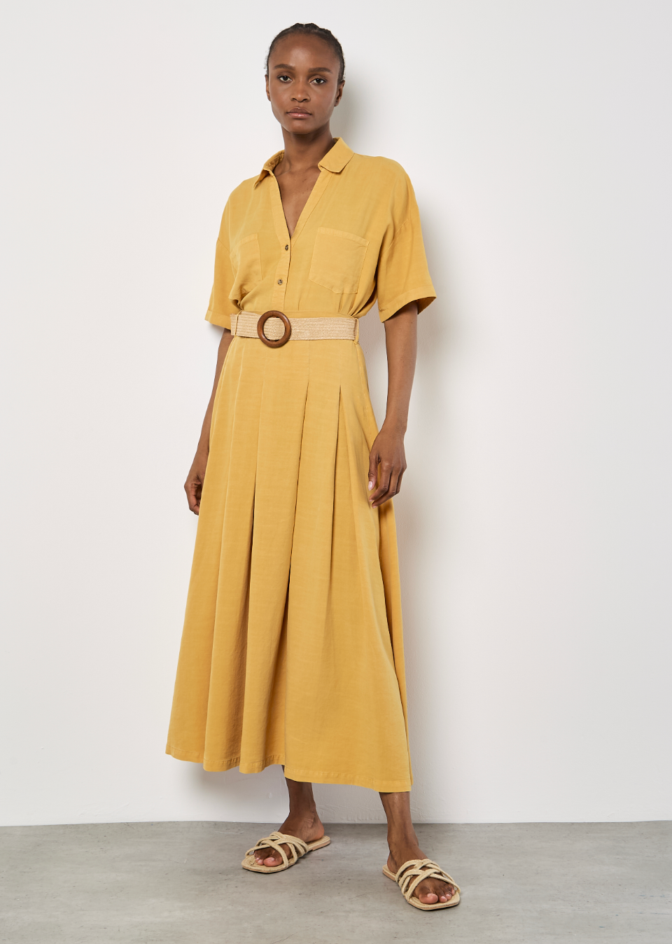 Apricot: 2 Piece Boho Set Mustard Blouse and Skirt