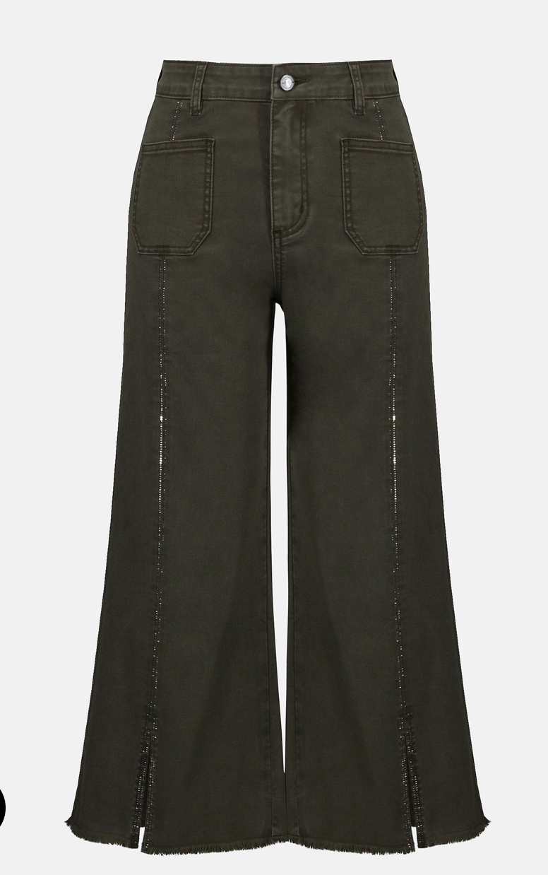 Jospeh Ribkoff: Culotte Jeans W/ Embellished Front Seam