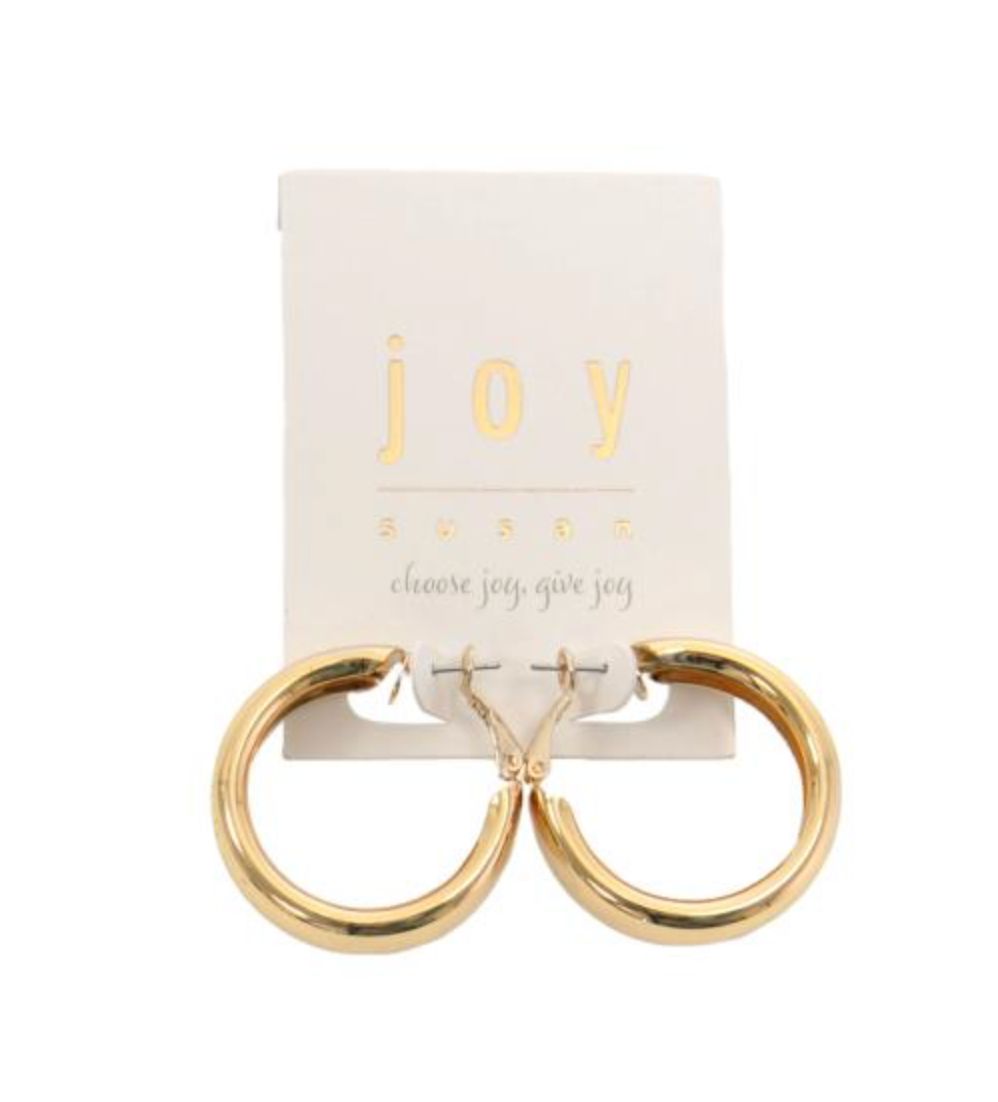 Joy Susan: Gold Mid Hoop Earrings