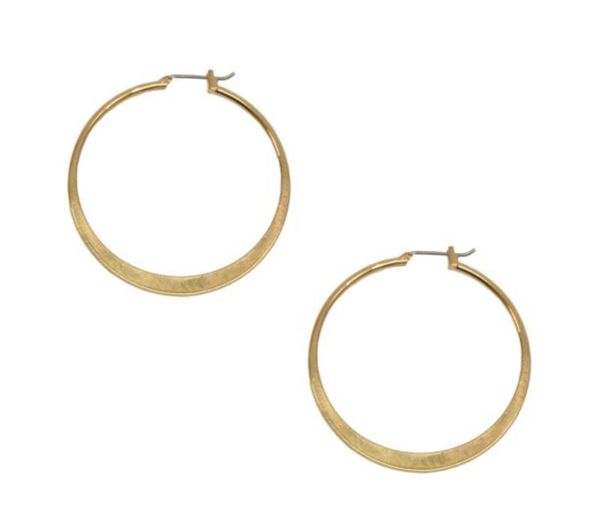 Joy Susan: Gld Large Flat Hoop Earrings