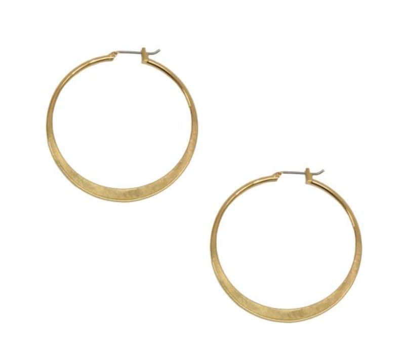 Joy Susan: Gld Large Flat Hoop Earrings