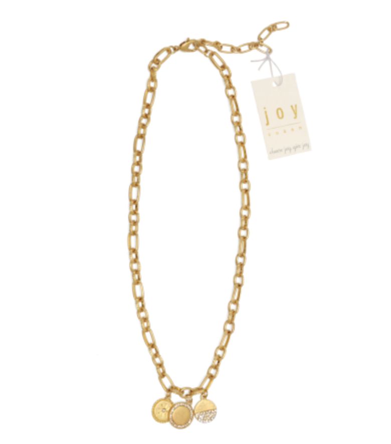 Joy Susan: 16.5+ Gld Chain 3 Charm Necklace