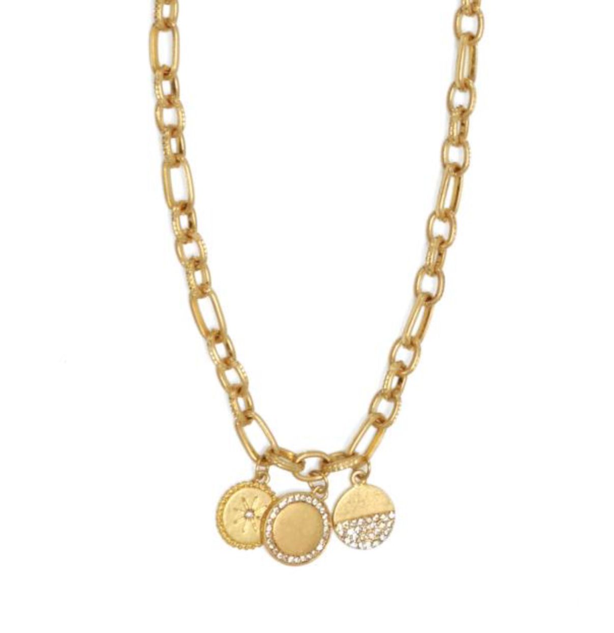 Joy Susan: 16.5+ Gld Chain 3 Charm Necklace