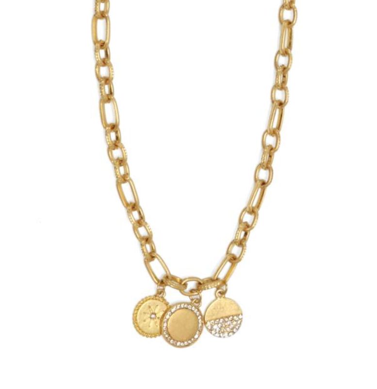 Joy Susan: 16.5+ Gld Chain 3 Charm Necklace