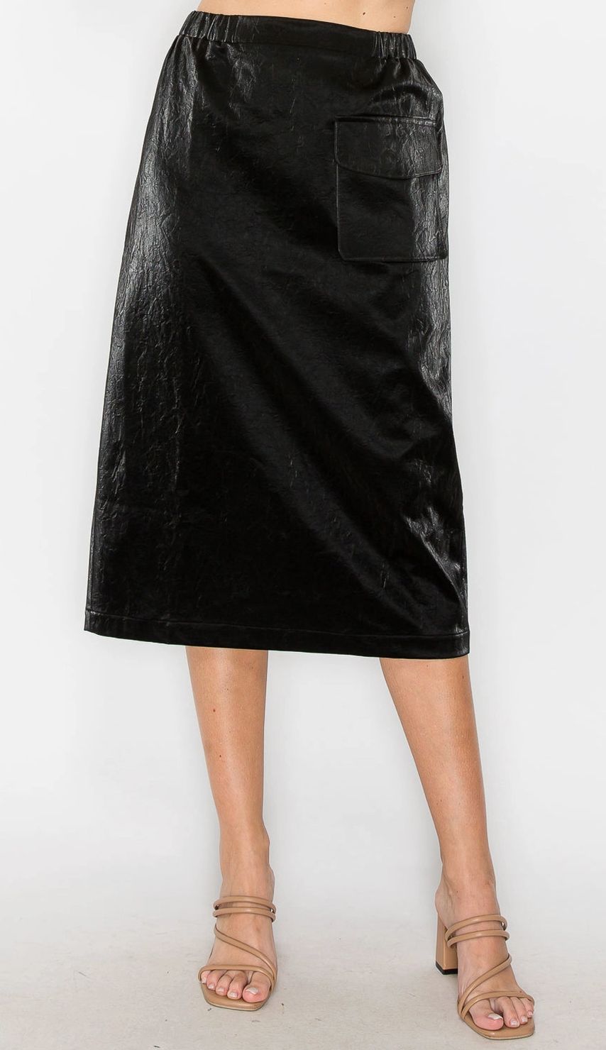 Joh: Blk Lori Pleather Skirt 