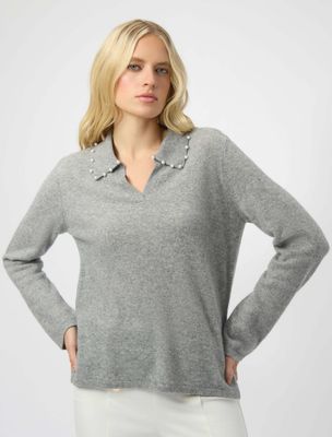 JR: Light Grey Cashmere Long Sleeve Sweater 