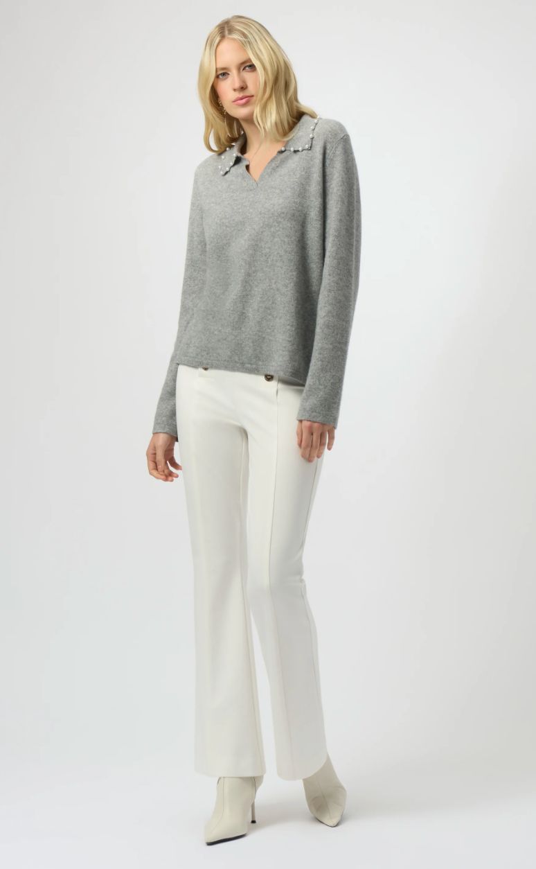 JR: Light Grey Cashmere Long Sleeve Sweater 