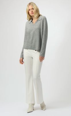 JR: Light Grey Cashmere Long Sleeve Sweater 