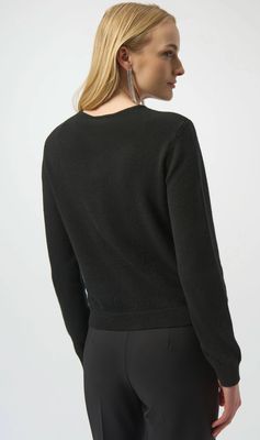 JR: Cashmere Button-Front Crew Neck Cardigan