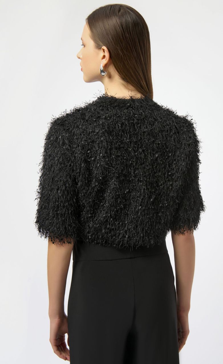 JR: Black Novelty Fine Straight Cover-Up 