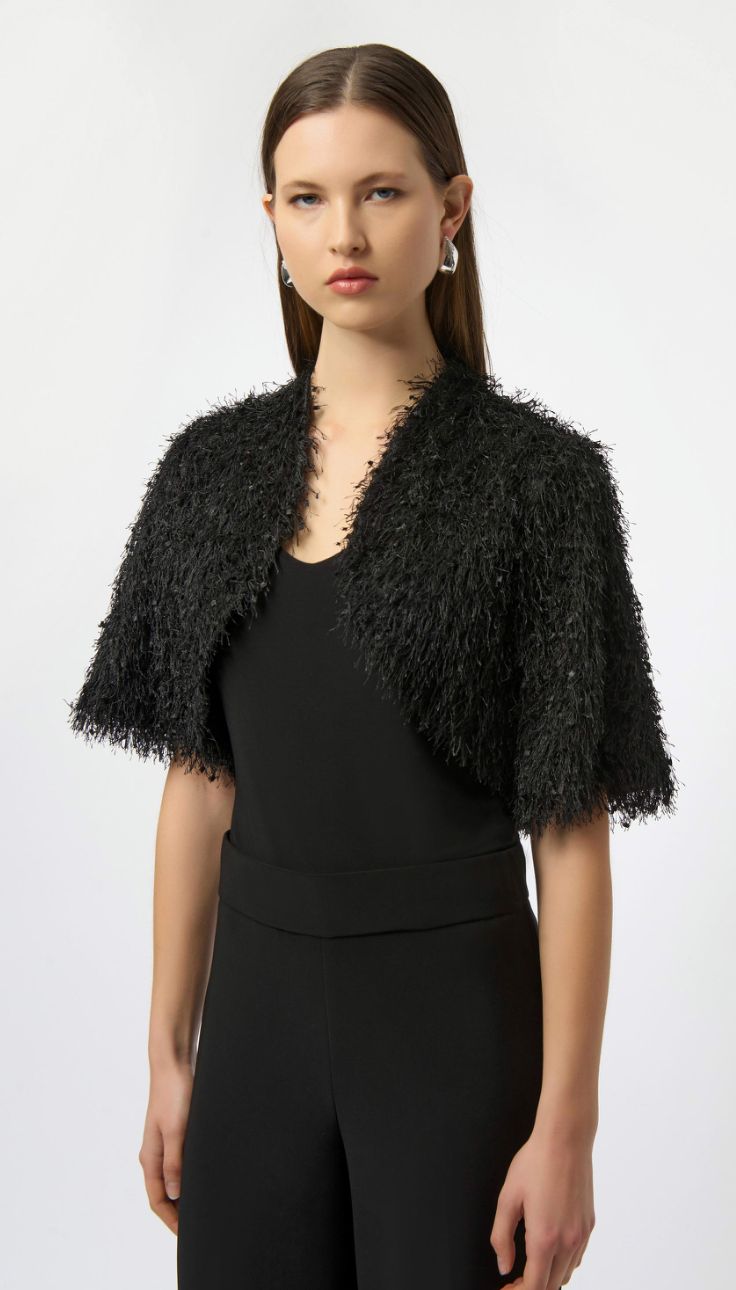 JR: Black Novelty Fine Straight Cover-Up 