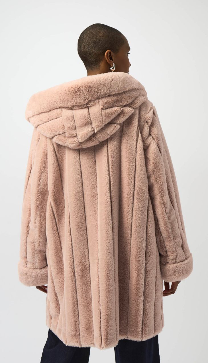 JR: Faux Fur Reverse Rose Hood Coat 