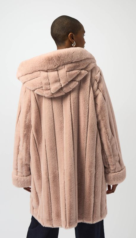 JR: Faux Fur Reverse Rose Hood Coat 