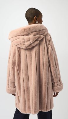 JR: Faux Fur Reverse Rose Hood Coat 