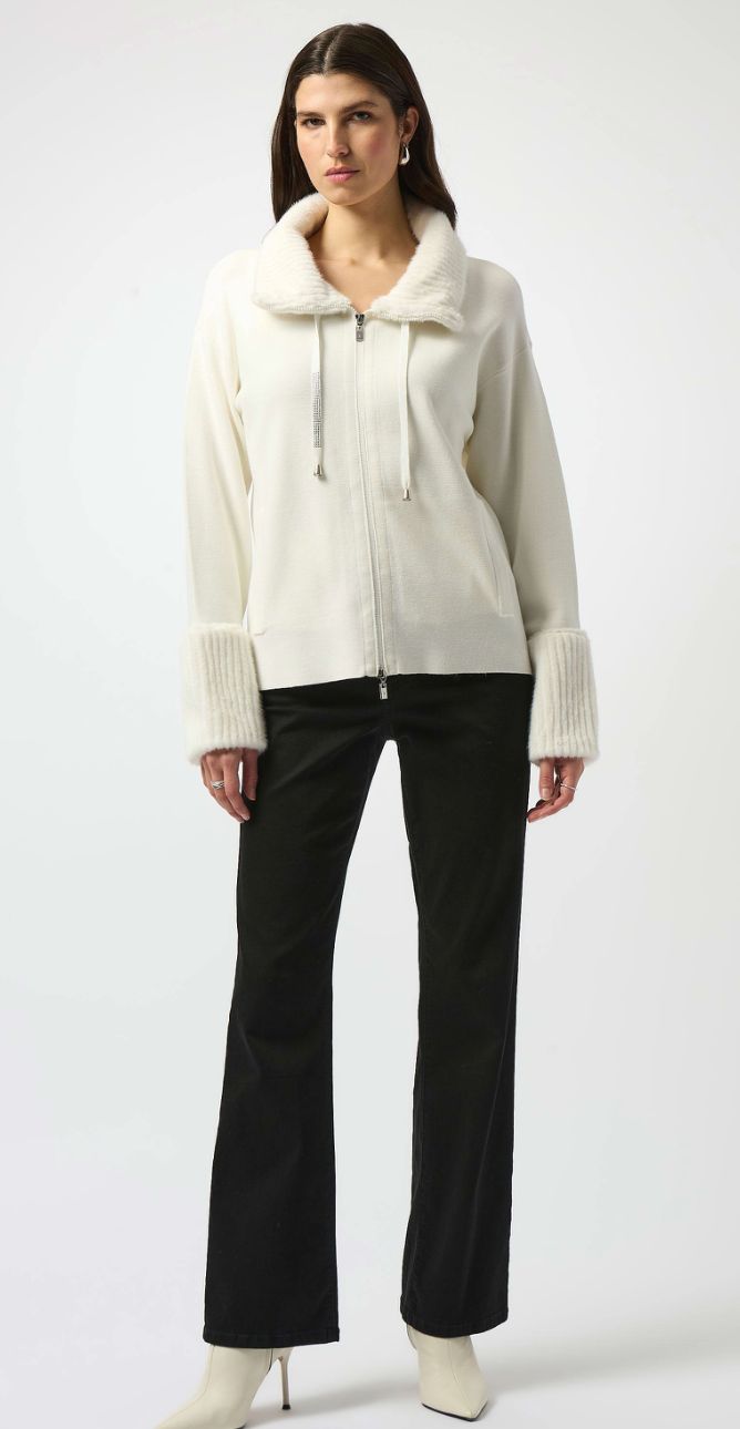 JR: Sweater Knit Snow White Coat w/ Fur Trim