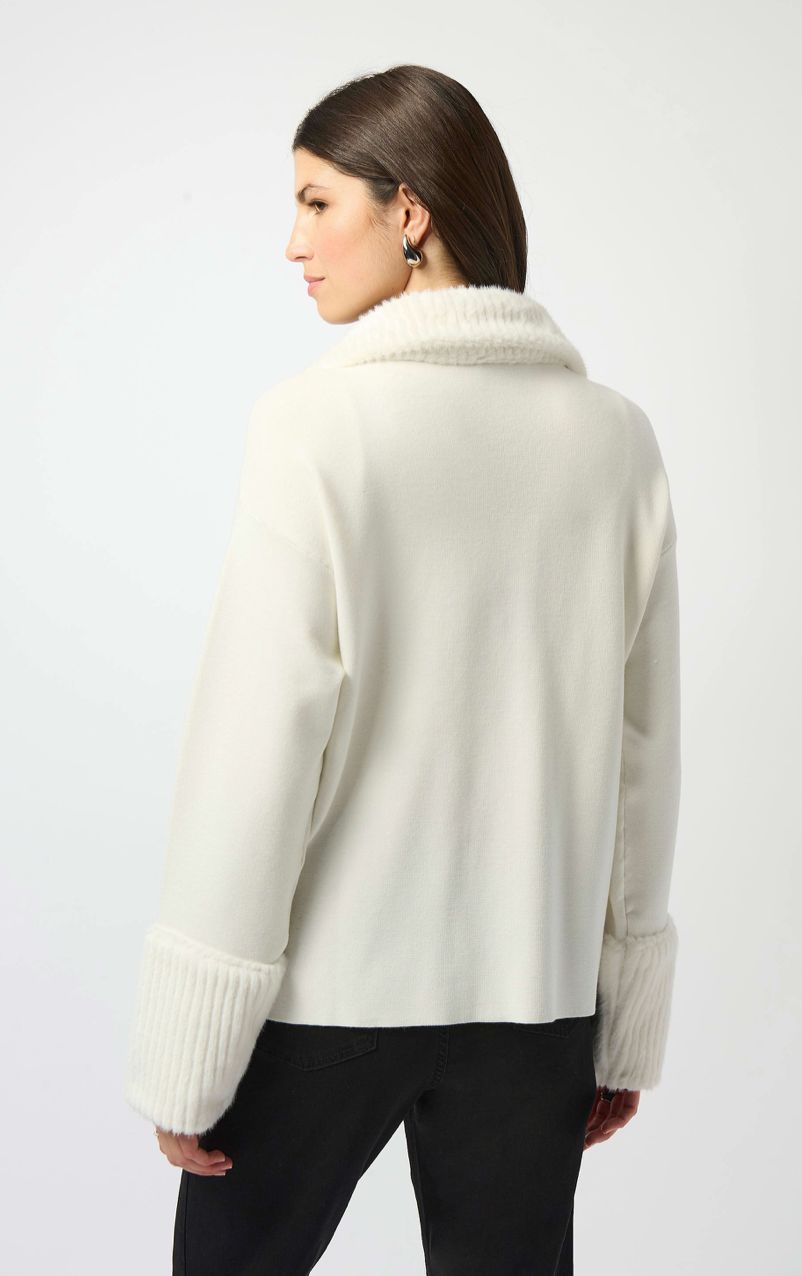 JR: Sweater Knit Snow White Coat w/ Fur Trim
