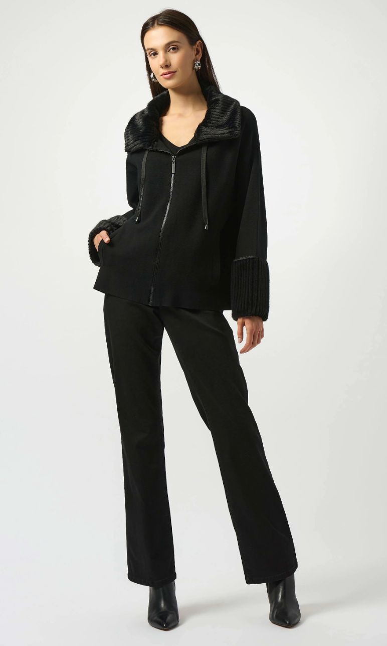 JR: Sweater Knit Coat w/ Fur Trim