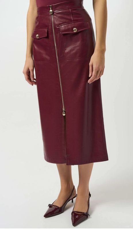 JR: Leatherette Long Pencil Skirt Merlot 