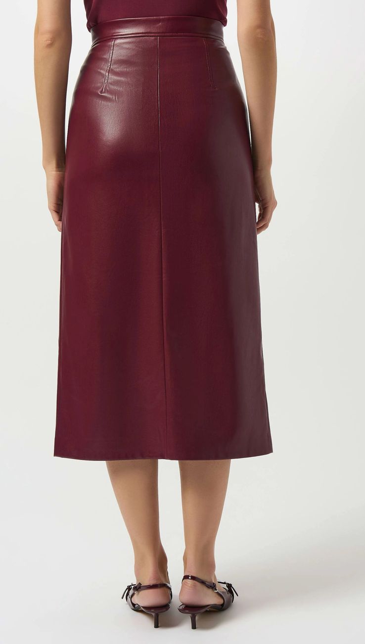 JR: Leatherette Long Pencil Skirt Merlot 