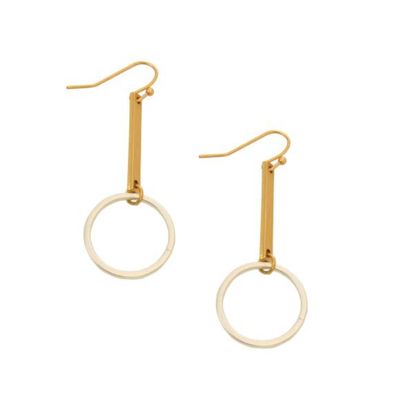Joy Susan: Mix Metal Bar Ring Fishhook Earrings