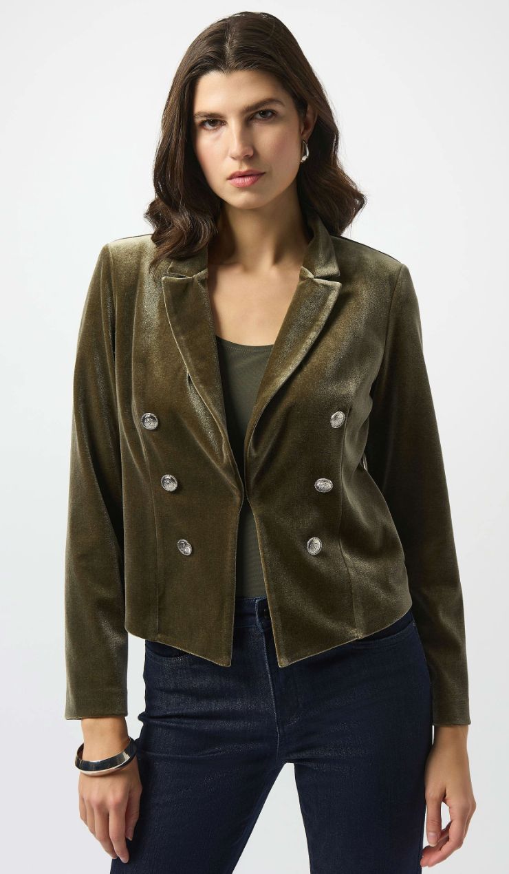 JR: Khaki Velvet Knit Blazer 