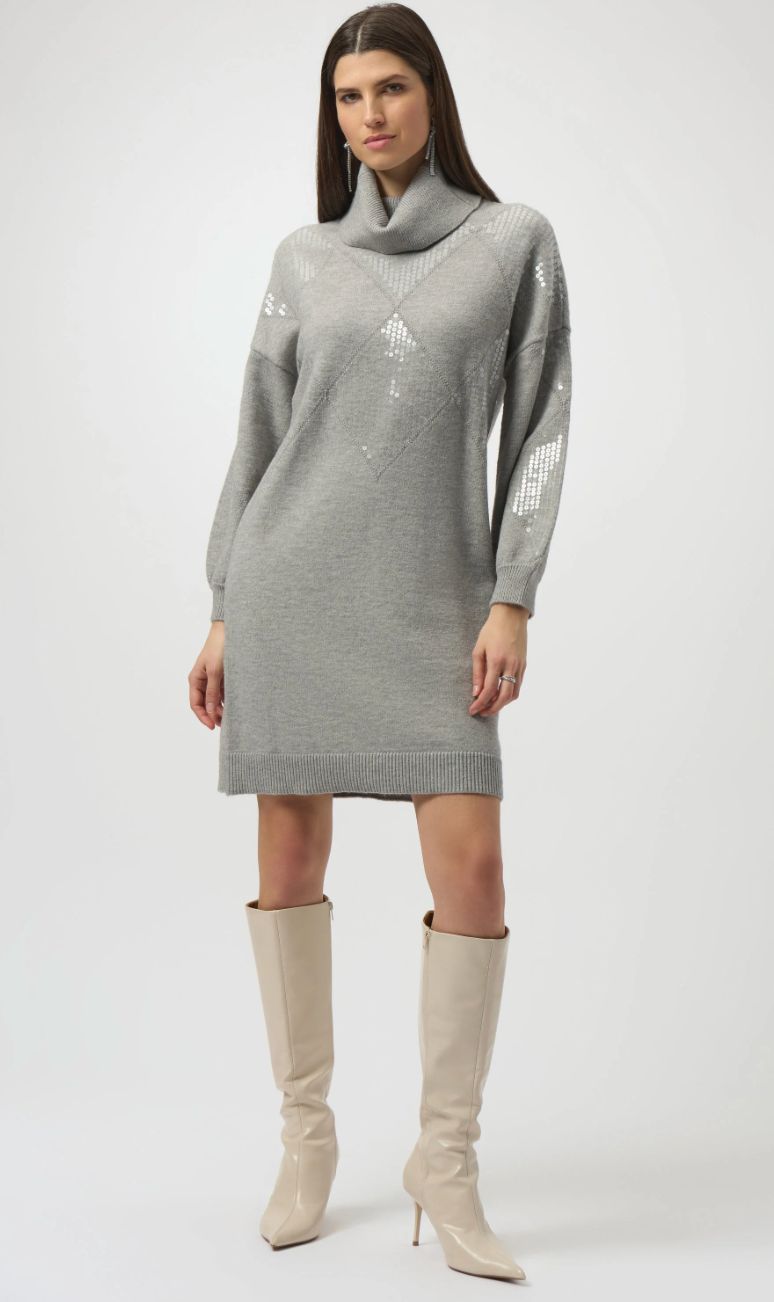 JR: Sweater Knit Straight Dress with Sequin Detail
