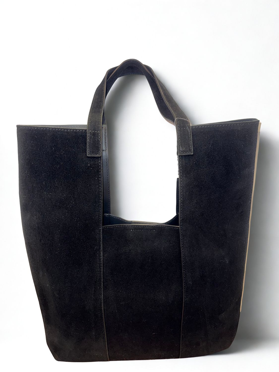 Black Suede Tote w/ Matching Clutch