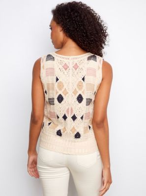 Charlie B: Sleeveless Flower Crochet Top