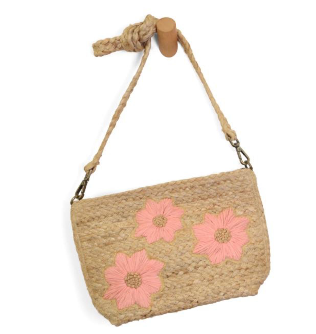 Joy Susan: Embroid Indy Jute Crossbody w/ Tass