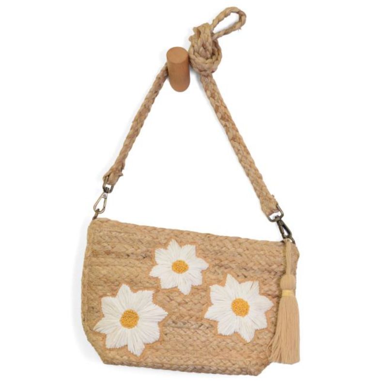 Joy Susan: Embroid Indy Jute Crossbody w/ Tass