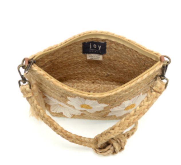 Joy Susan: Embroid Indy Jute Crossbody w/ Tass