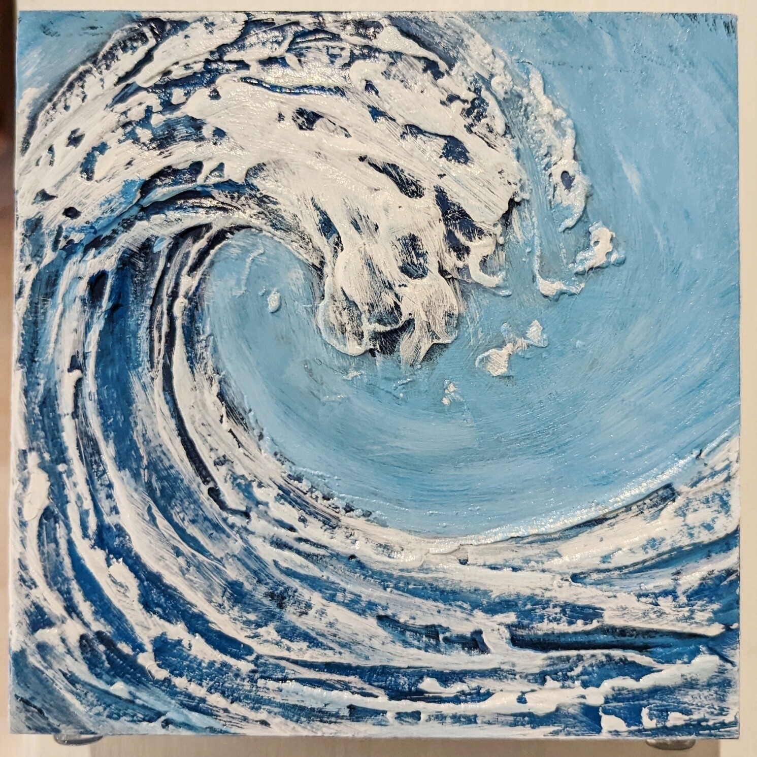 6x6 Wave - Mix Media Painting