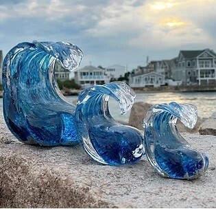 Glass Wave Paperweight-MD