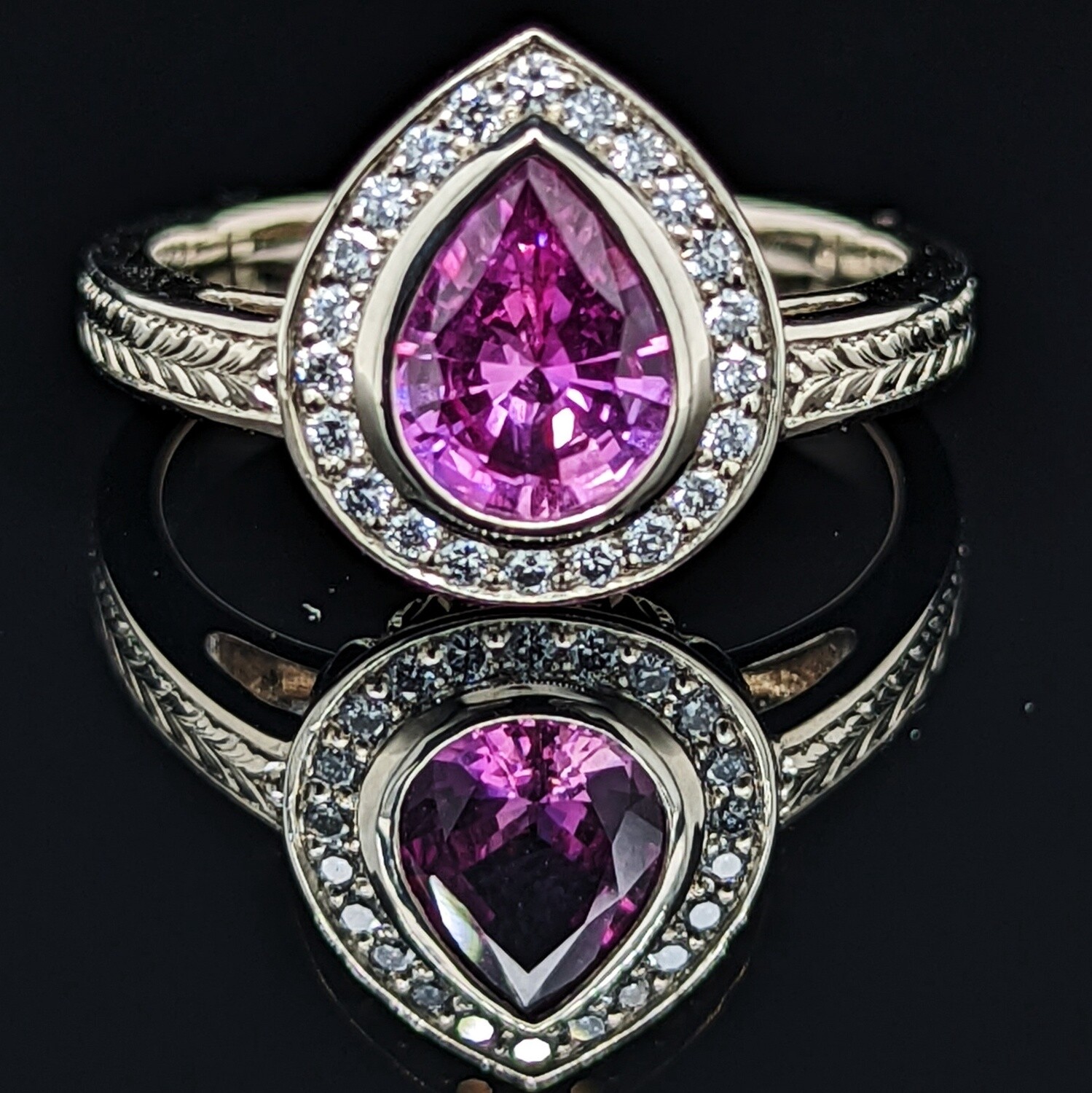Modern Heirloom® Lotus Halo Sapphire Pear Ring