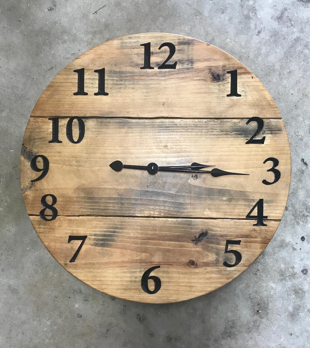 Large Round Wood Clock