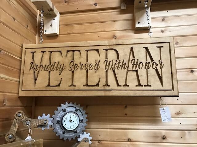 Medium Text-n-Text Veteran Wood Sign