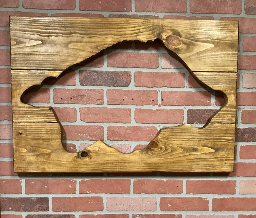 Large Running Razorback Outline Wood Sign