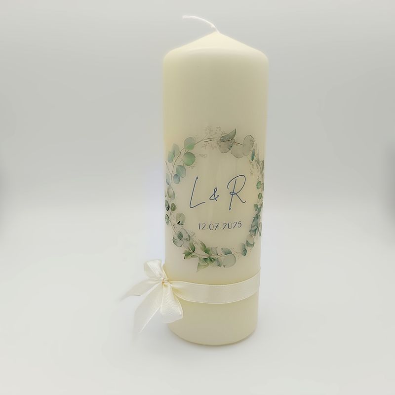 Hochzeitsgeschenk Kerze personalisiert - Eukalyptus