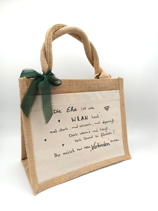 Hochzeitsgeschenk Geschenktasche WLAN Spruch