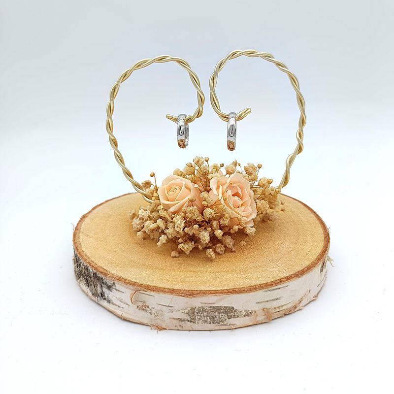 MINI Herz-Ringhalter  pfirsichf. Rosen/ Schleierkraut