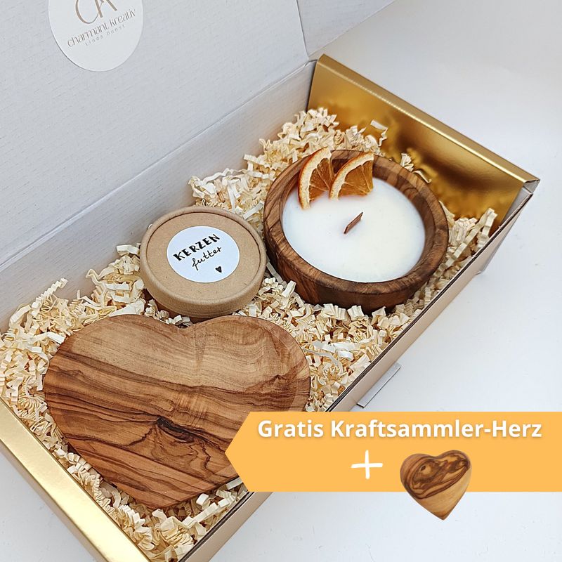 AUSZEIT Geschenkset, besonderes Geschenk für Dich, die Mama, Freundin; Kerze, Schmuckschale und Kerzenfutter