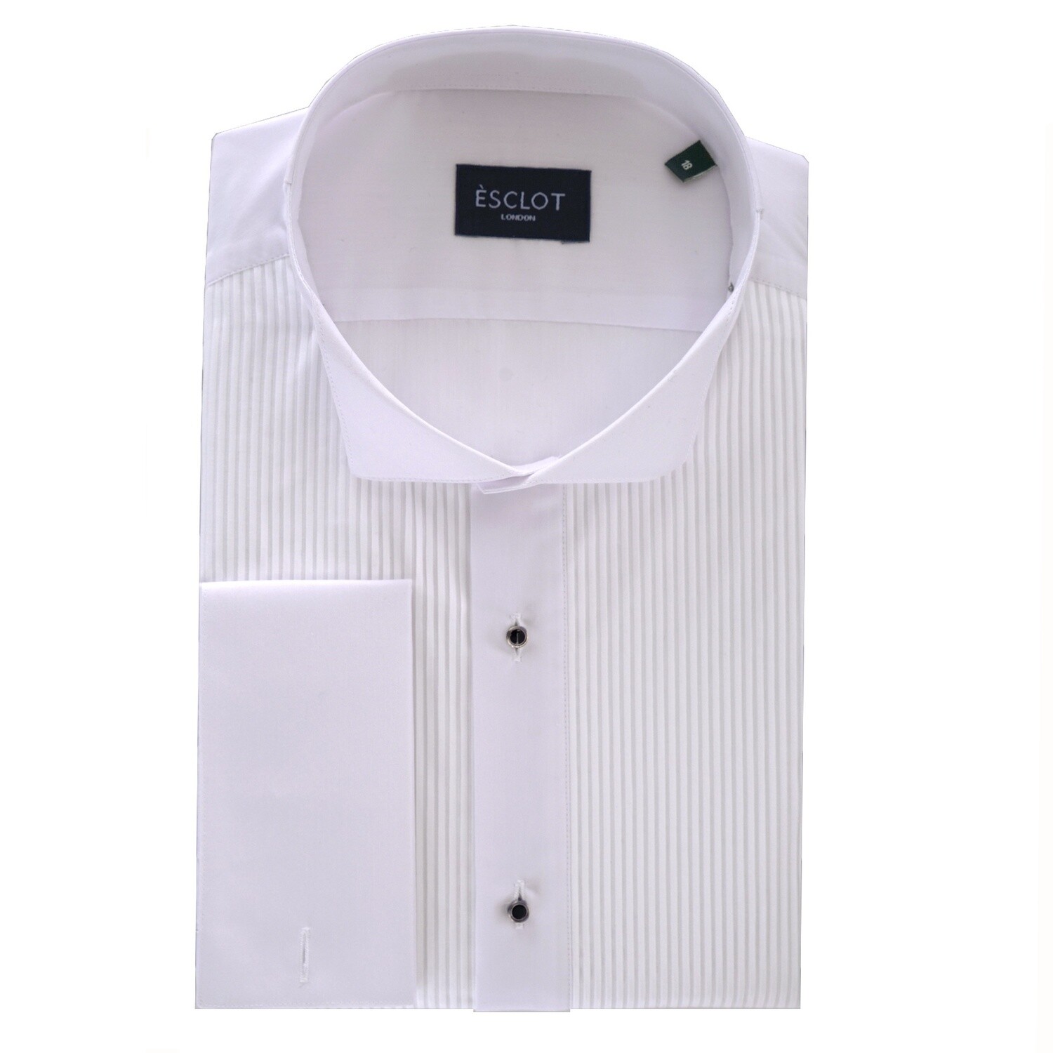 White Wing Collar Thin Pleated Dress Shirt
