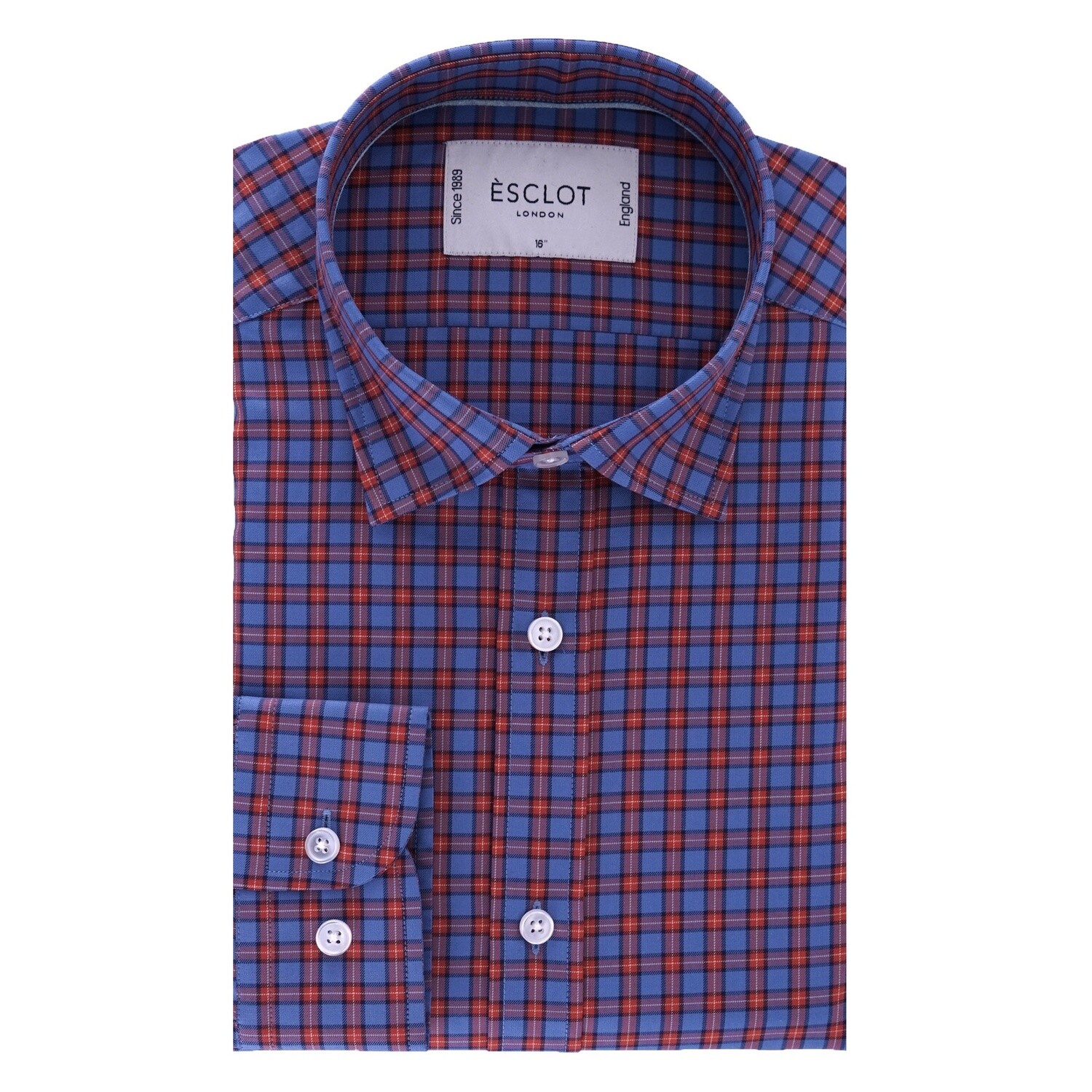 Orange Blue Casual Check Shirt