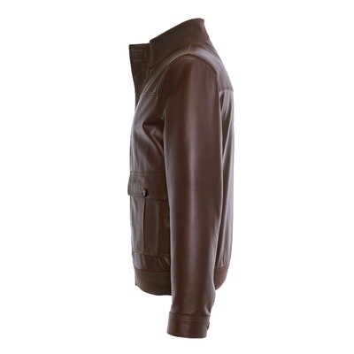 Dark Brown 2 Pocket Front Leather Jacket