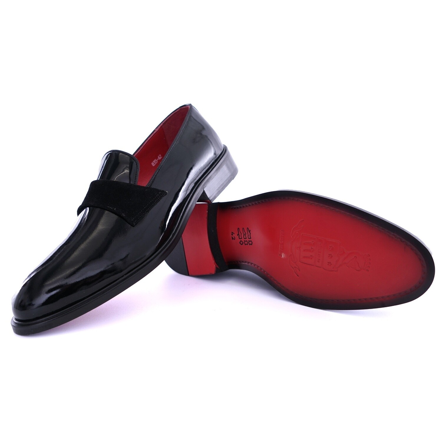 Black Patent Suede Ribbon Loafer