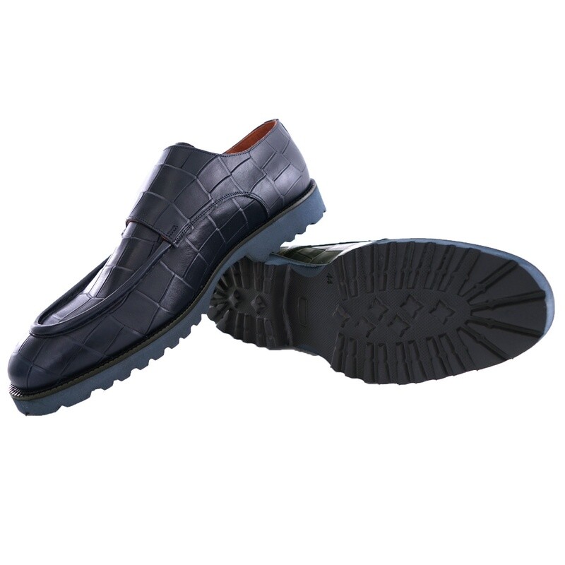 Double Monk Croc Effect Leather