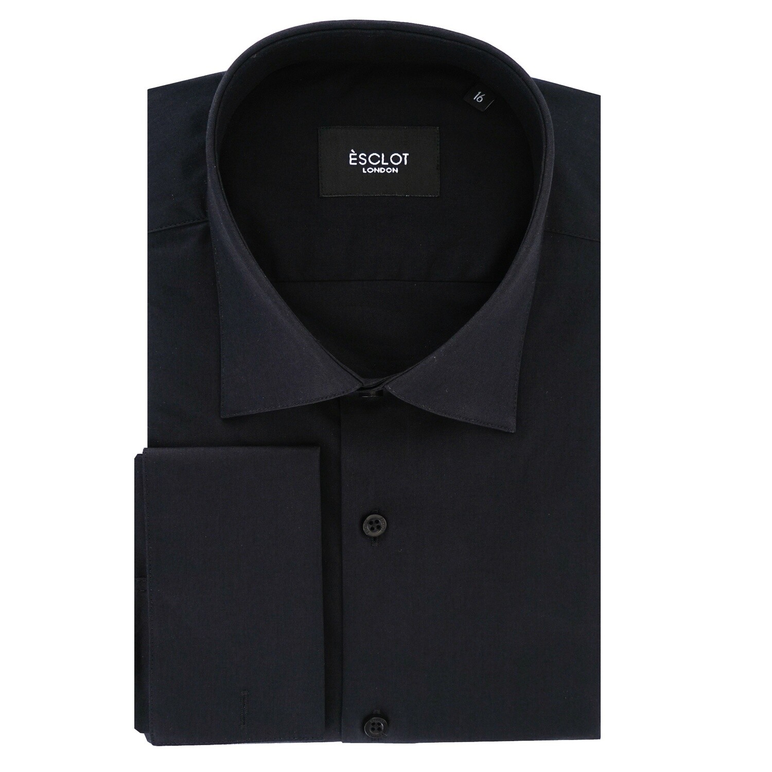 Black Plain French Cuff Shirt