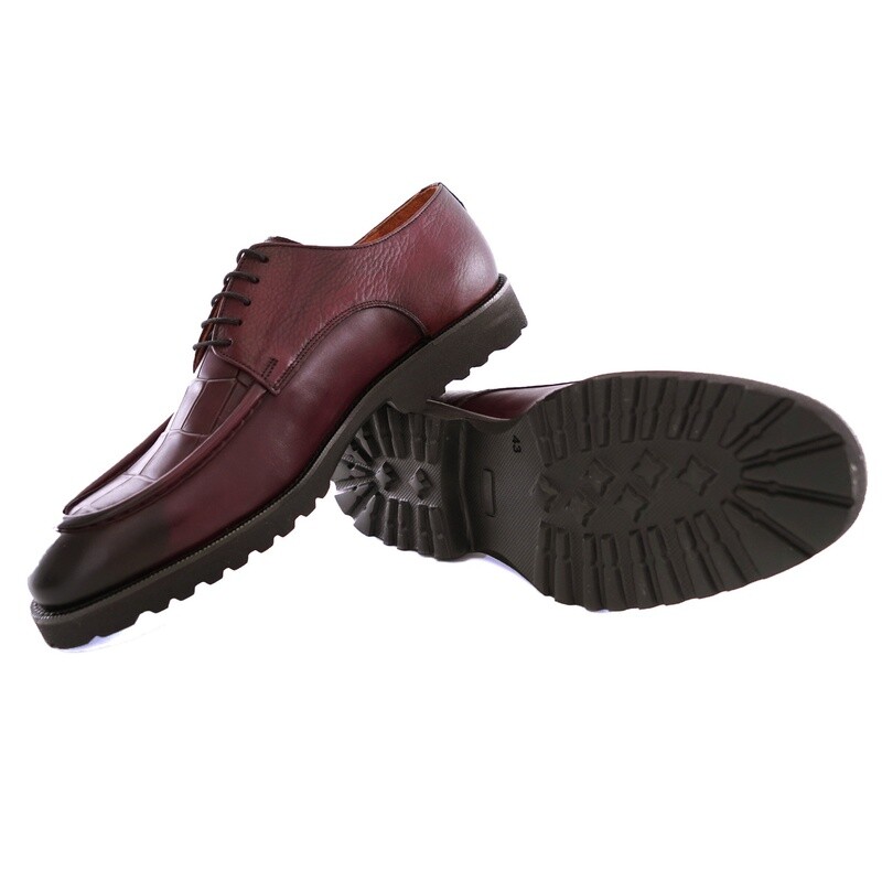 Lace Up Croc Effect Leather